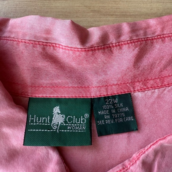 Hunt Club Pink 100% Silk Button Up Shirt Womens Size 22 Relaxed Fit - Picture 3 of 6